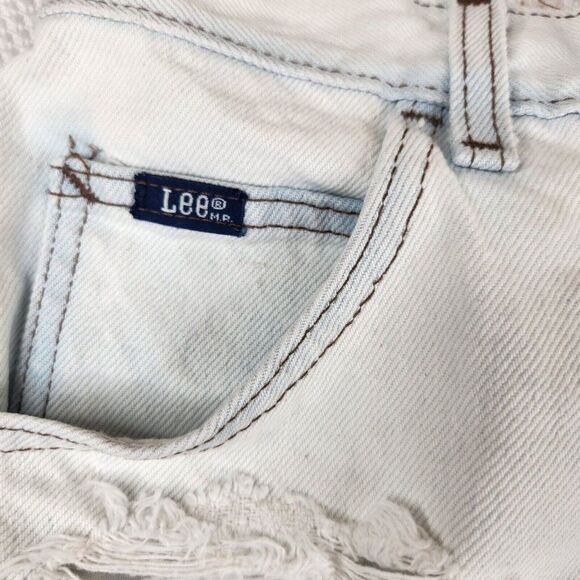 Lee Cut Off Shorts Womens Size M Blue Bleached Upcycled Shredded Frayed - Picture 6 of 8